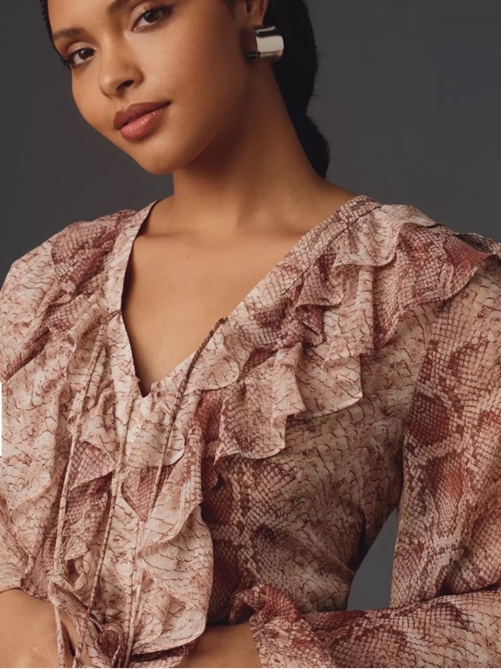 Anthropologie Ruffled long Sleeve Blouse